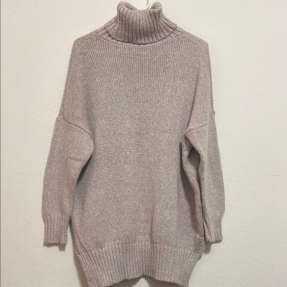 Women's Beige Turtleneck Sweater